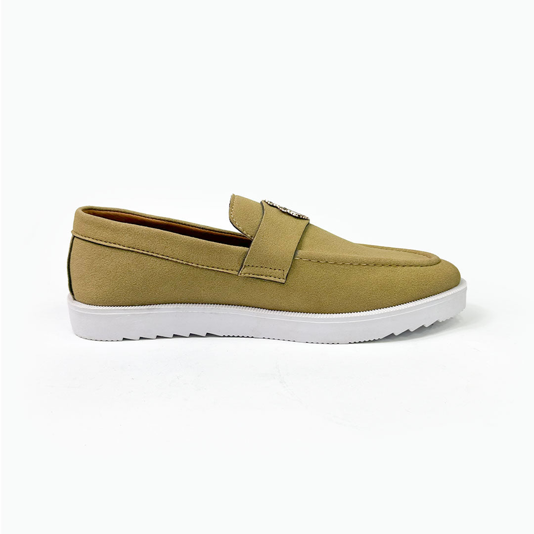 Suede Crest Loafers - Beig Suede Leather Loafer - Premium Quality