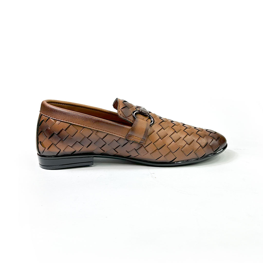 Woven Leather Loafers - Brown Woven Loafers
