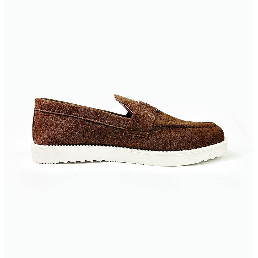 Emblem Suede Loafers - Chocolate Brown