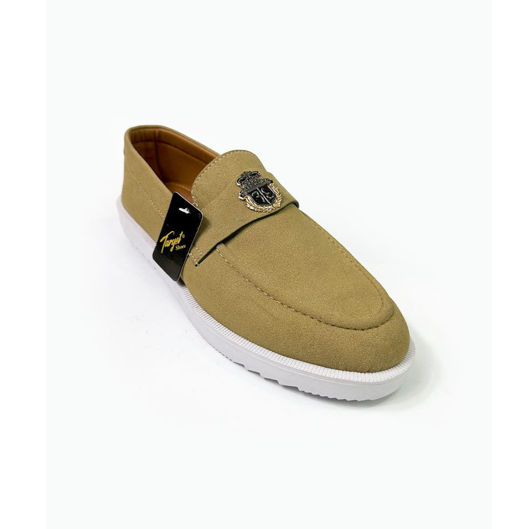 Suede Crest Loafers - Beig Suede Leather Loafer - Premium Quality