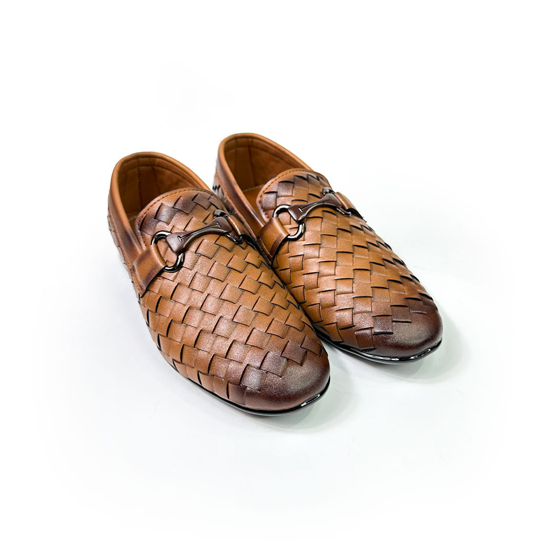 Woven Leather Loafers - Brown Woven Loafers
