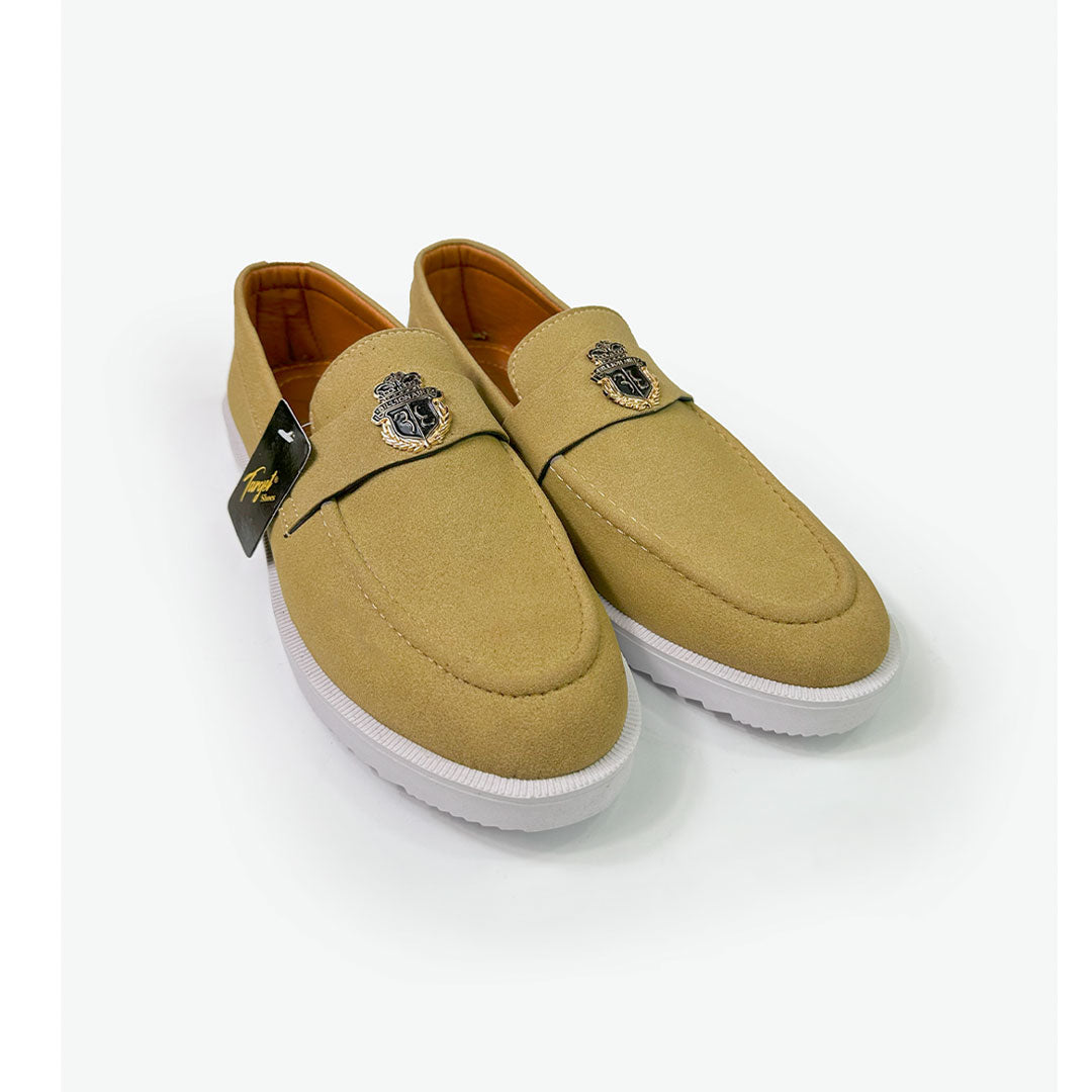 Suede Crest Loafers - Beig Suede Leather Loafer - Premium Quality