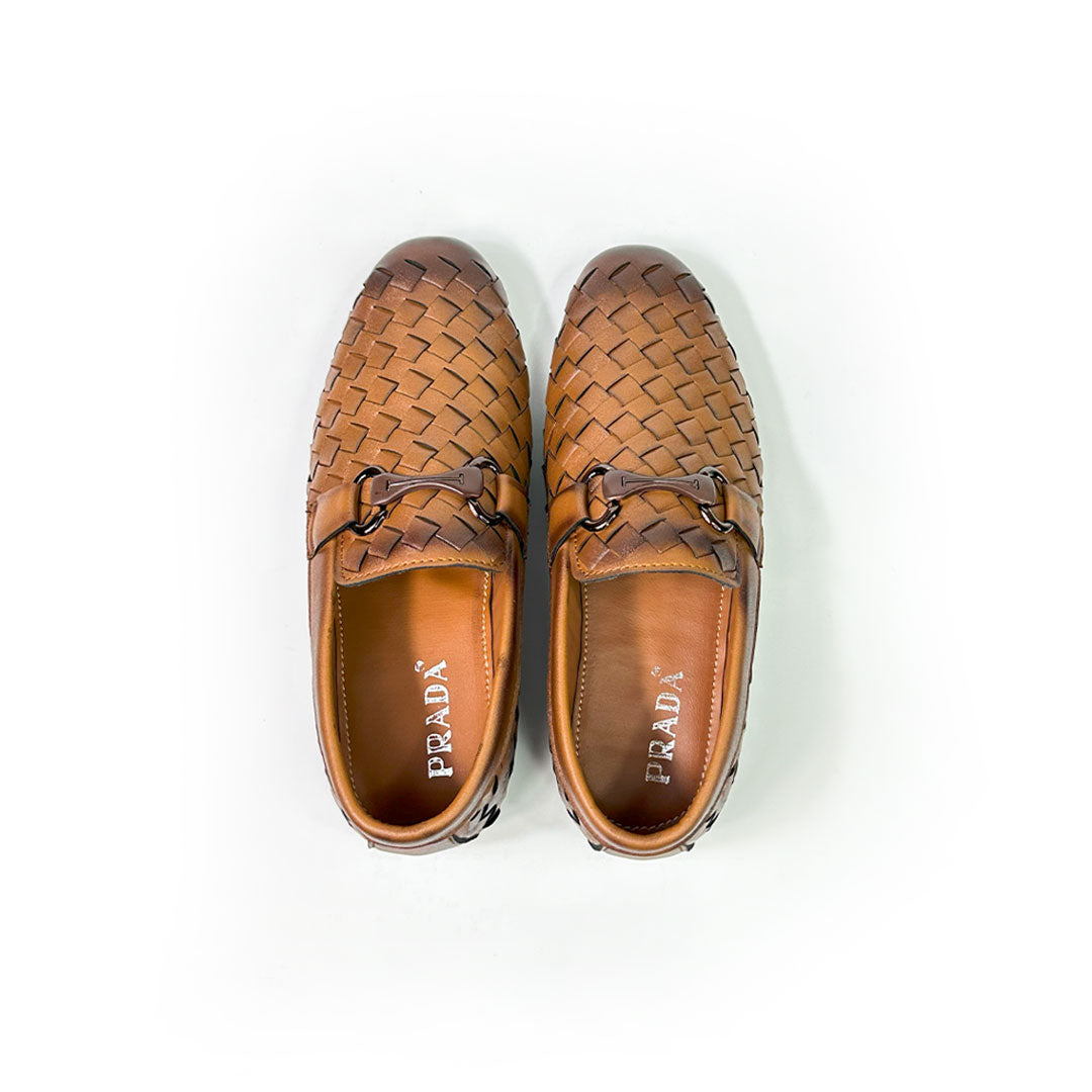Woven Leather Loafers - Brown Woven Loafers