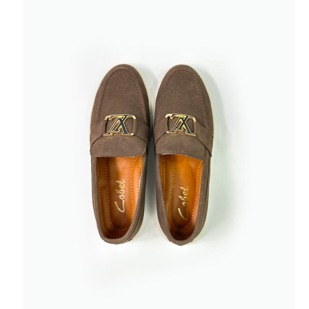 Emblem Suede Loafers - Chocolate Brown