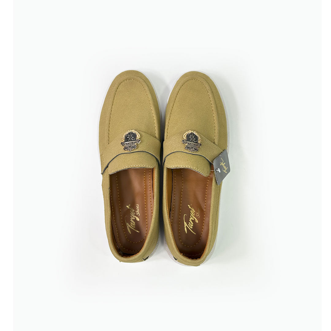 Suede Crest Loafers - Beig Suede Leather Loafer - Premium Quality