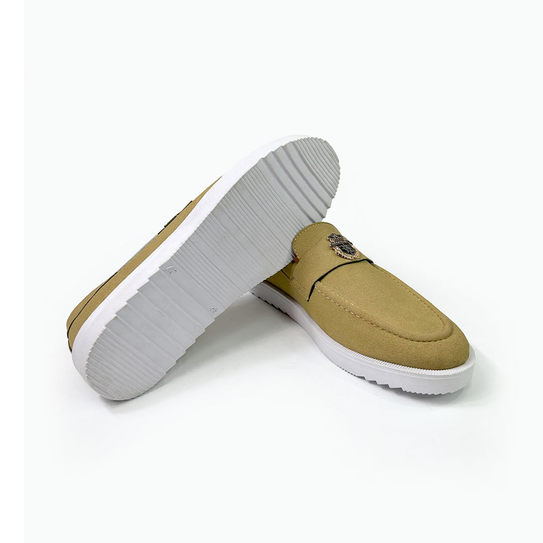 Suede Crest Loafers - Beig Suede Leather Loafer - Premium Quality