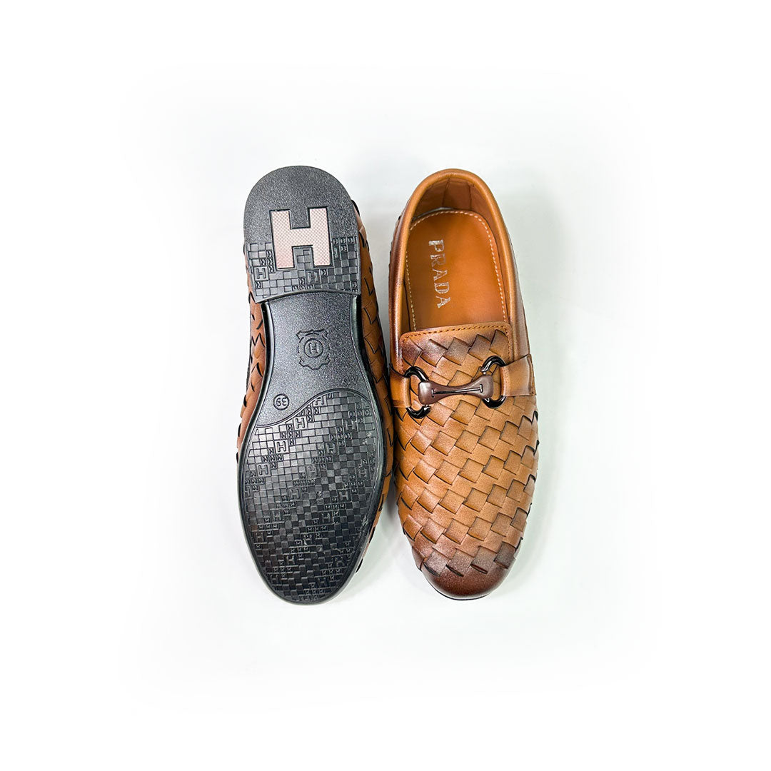 Woven Leather Loafers - Brown Woven Loafers
