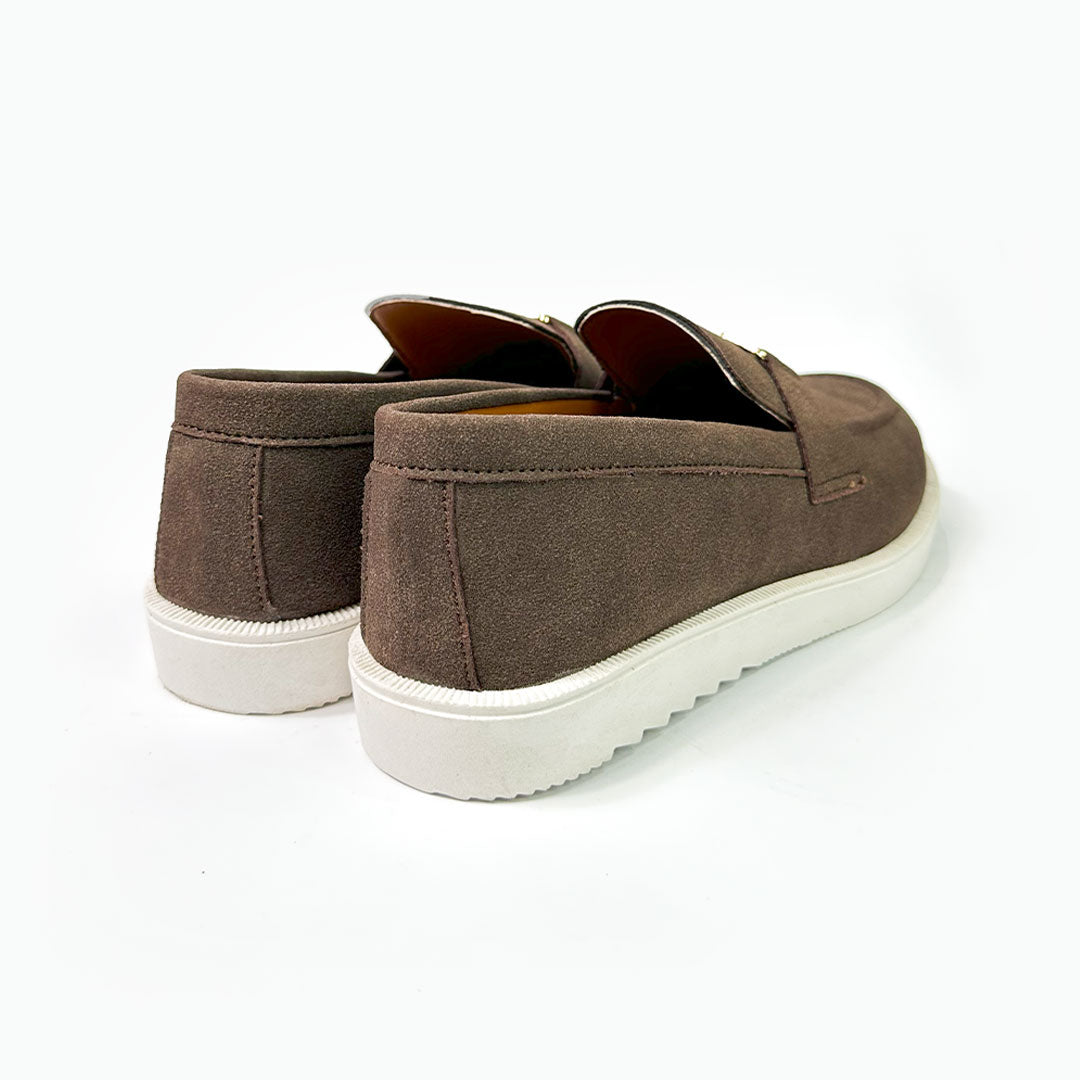 Emblem Suede Loafers - Chocolate Brown