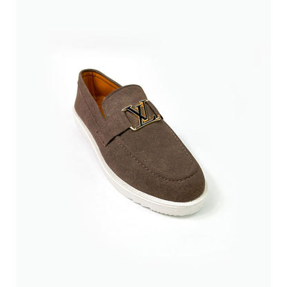 Emblem Suede Loafers - Chocolate Brown
