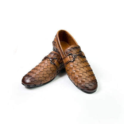 Woven Leather Loafers - Brown Woven Loafers