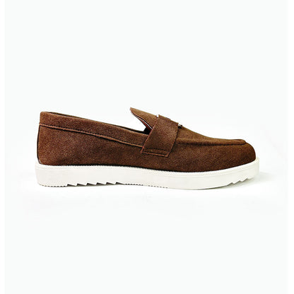 Emblem Suede Loafers - Chocolate Brown