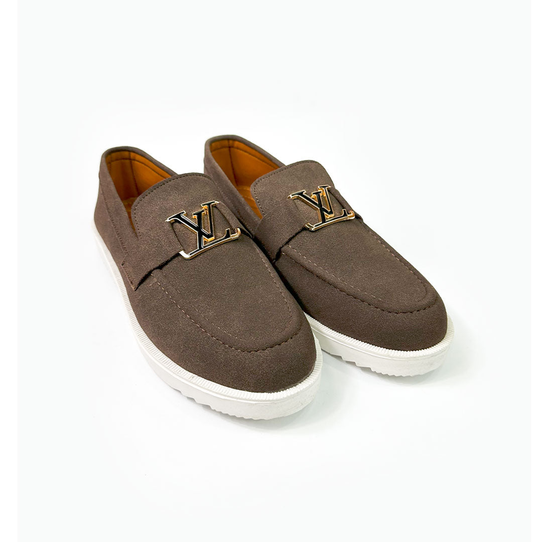 Emblem Suede Loafers - Chocolate Brown