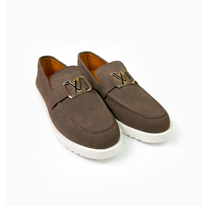 Emblem Suede Loafers - Chocolate Brown