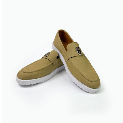 Suede Crest Loafers - Beig Suede Leather Loafer - Premium Quality