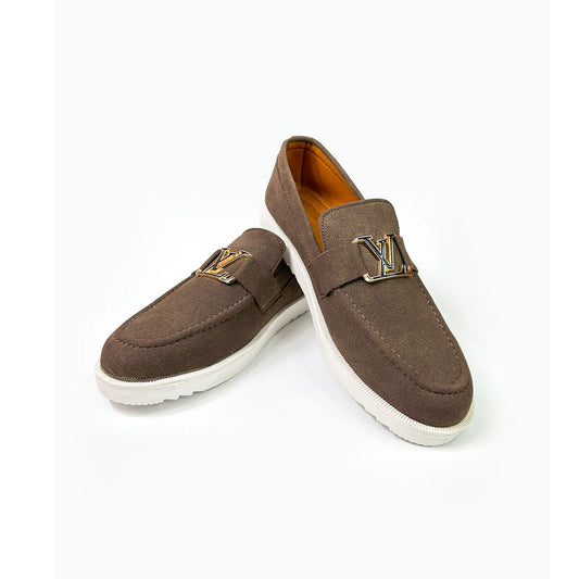 Emblem Suede Loafers - Chocolate Brown