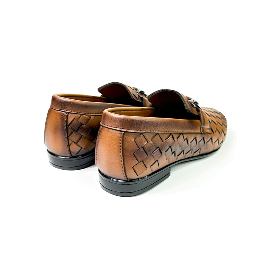 Woven Leather Loafers - Brown Woven Loafers